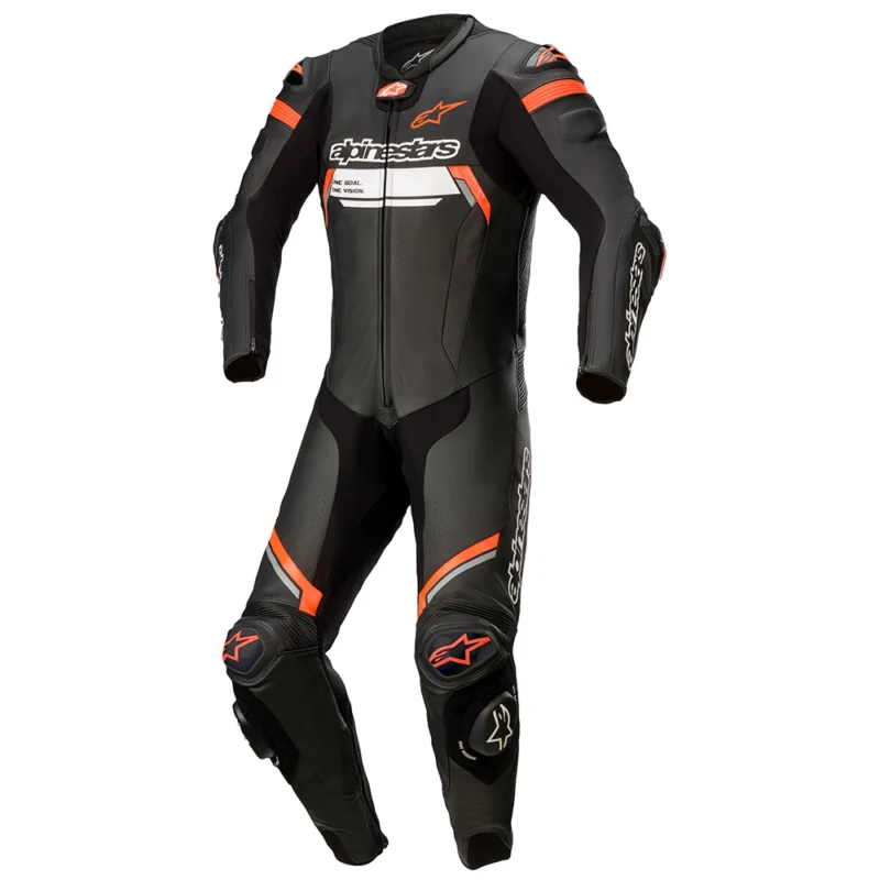 TRAJE DE PIEL ALPINESTARS MISSIL IGNITION V2 Negro/Rojo Fluor