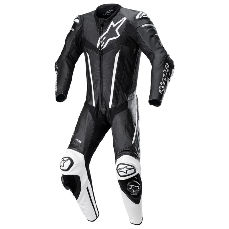 Traje de Cuero de 1 Pieza Alpinestars FUSION Negro/Blanco