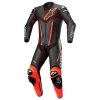 Traje de Cuero de 1 Pieza Alpinestars FUSION Negro/Rojo Fluor