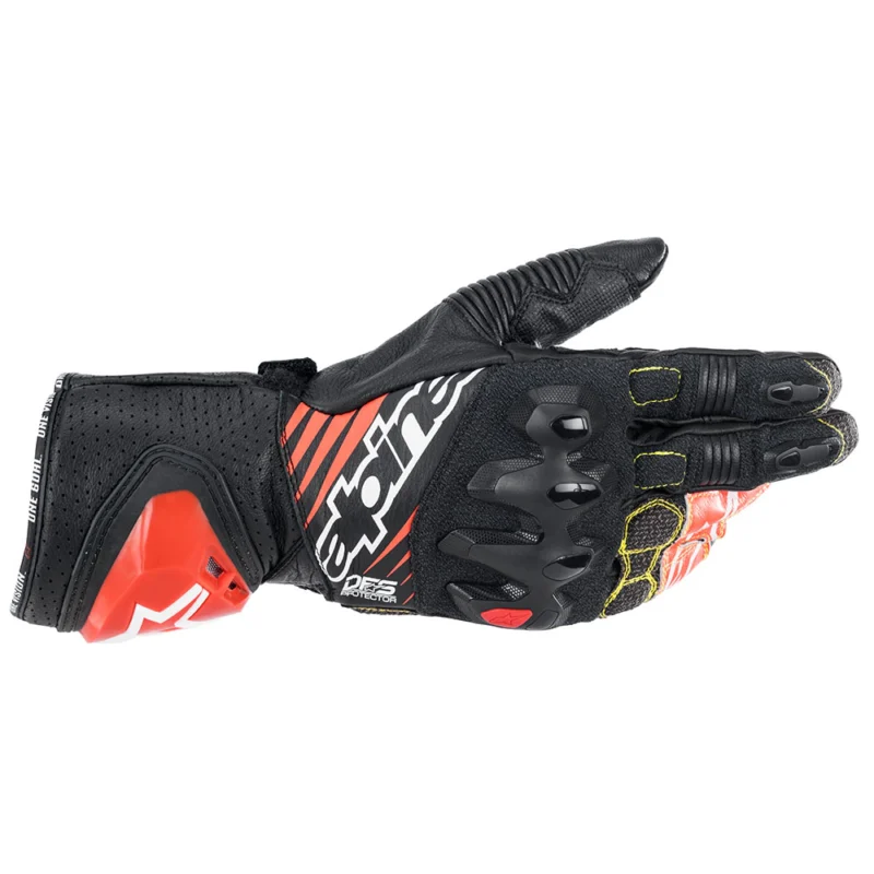 Guantes para pista Alpinestars GP TECH V2S Negro/Blanco/Rojo Fluor