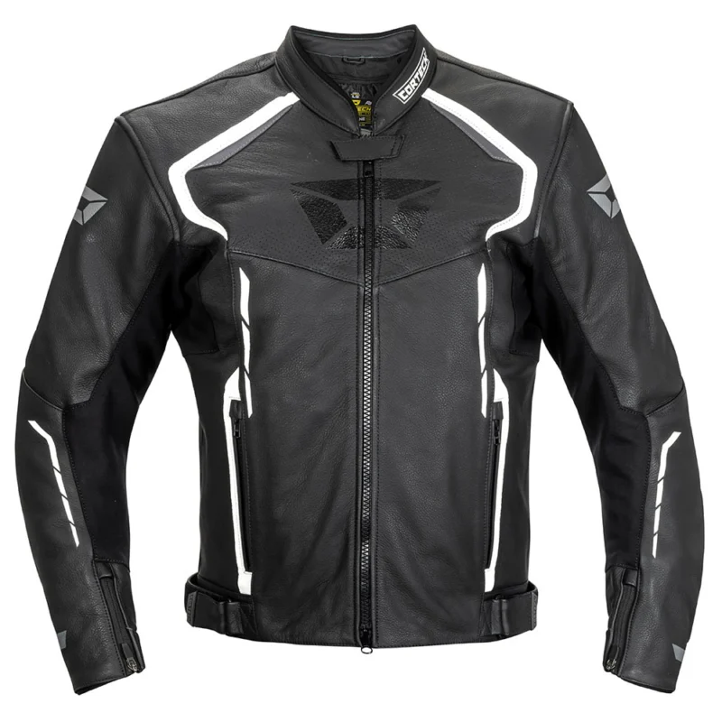 Chaqueta de Cuero Cortech Speedway Chicane Negro/Blanco 1