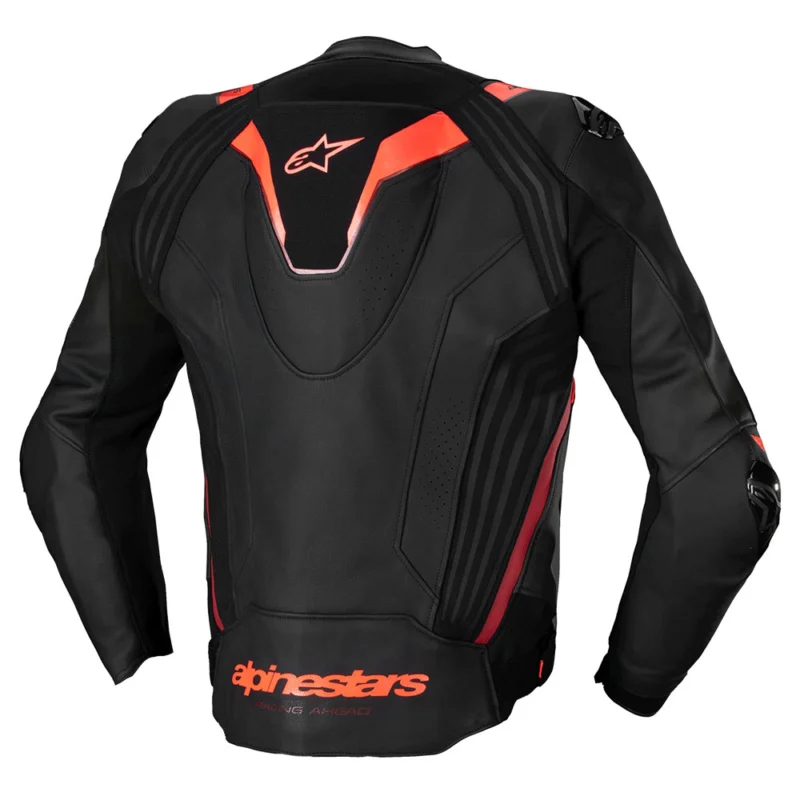 chaqueta de cuero alpinestars missile ignition v3 negro rojo fluor rojo oscuro 2