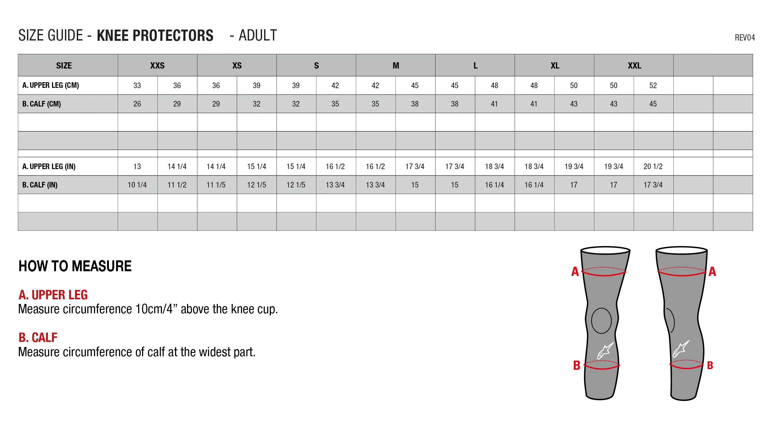 guia_de_tallas_bionic_flex_knee_protector