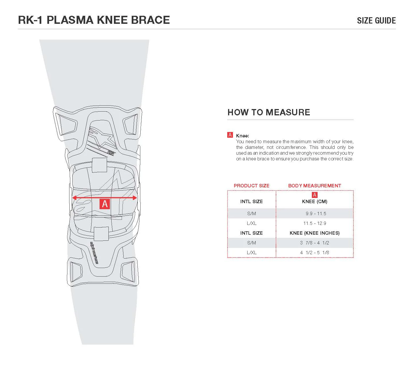 RK-1_KNEE_BRACES_Size_guide